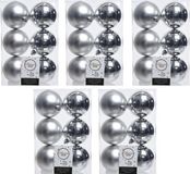 Merkloos Decoris Kerstballen - 30x stuks - zilver - kunststof mat/glans - 8 cm