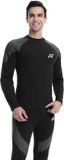 MEETWEE MEETHOO Heren Thermo Ondergoed Set - Thermoshirt & Thermobroek Heat Booster Series - Zwart - M