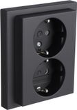 Busch-Jaeger Future Linear contactdoos - inbouw - 2-voudig - randaarde - zwart