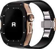 Reqior Apple Watch 45mm case met rubberen band (zwart/roségoud)