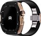 Reqior Apple Watch 45mm case met rubberen band (zwart/roségoud)