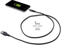 Celly Datakabel Lightning – Voor iPod, iPad en iPhone - Nylon - Extra sterk - 1 Meter - Zwart