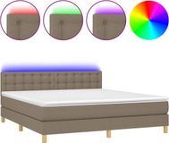 vidaXL Boxspring met matras en LED stof taupe 180x200 cm
