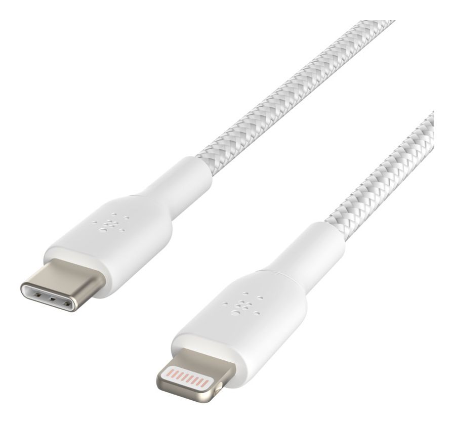 Belkin Braided Lightning naar USB-C Kabel - 2m - Wit