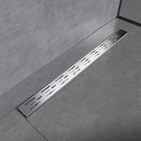 EMKE Douchegoot 80 cm roestvrijstalen doucheafvoer plat, sifon met geurstop/haarzeef, randafvoer, zijrij-design, doucheafvoergoot, doucheafvoer voor badkamer