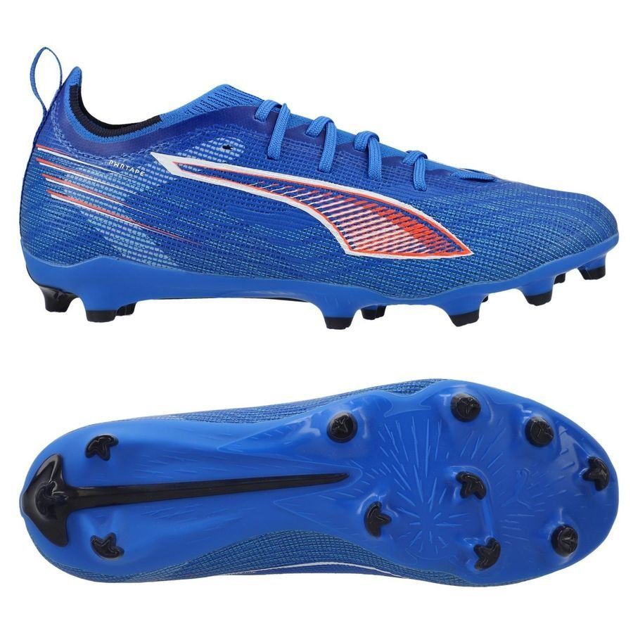 PUMA Ultra 6 Pro Fg/Ag Jr voetbalschoen voor kinderen, uniseks, Ultra Blue PUMA Wit Gloeiend Rood, 30 EU