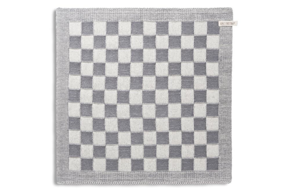 Knit Factory Keukendoek Grote Blok Ecru/Med Grey