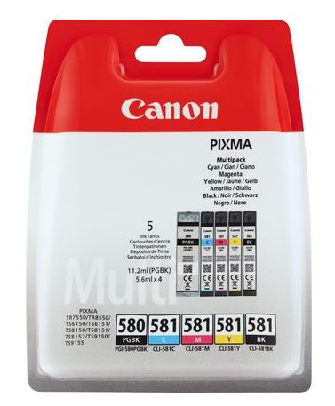 Canon PGI-580XL/CLI-581 - Multipack - Original Ink Cartridges - Black, Cyan, Magenta, Yellow - 5 Pack