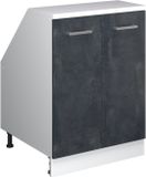 Vicco R-Line Keukenkast voor schuine wand – 60 cm met 2 deuren, kastromp 60 cm diepte Zwart beton