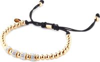 CO88 Collection Sparkle 8CB 90317 Stalen Armband met Beads en Rope - Kristal Beads 4 mm en Stalen Beads 5 mm - One-size - Goudkleurig