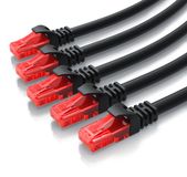 CSL LAN-kabel set van 5 stuks, CAT 6 netwerkkabel UTP, Gigabit Ethernet, 1000 Mbit/s, patchkabel met 2x RJ45-connectoren, koperen kern, beschermende mantel, 5 stuks, 0,5 meter, zwart