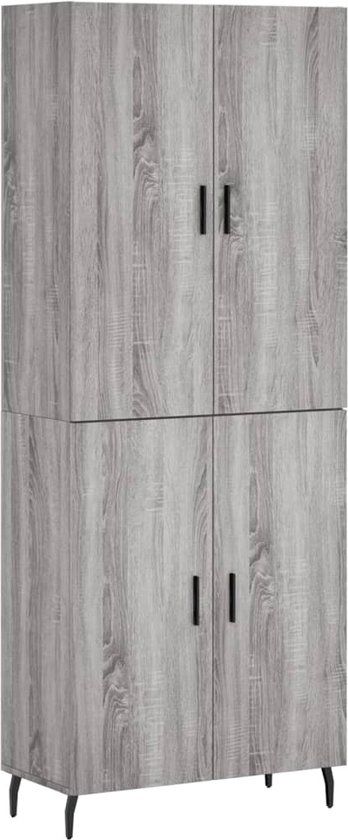 vidaXL Hoge kast 69,5x34x180 cm bewerkt hout grijs sonoma eikenkleurig