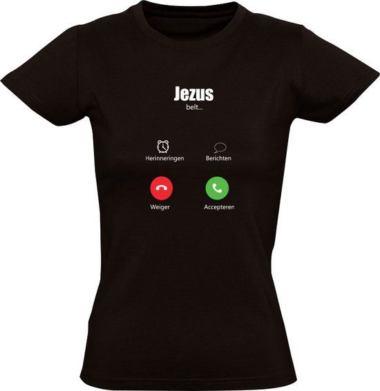 Sol's Jezus belt Christelijke Dames T-shirt - Zwart - Maat S