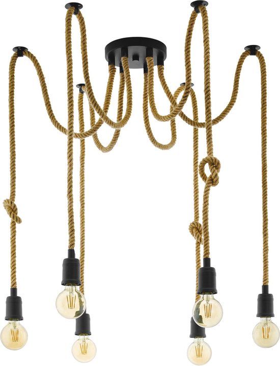 EGLO Rampside Vintage Hanglamp - E27 - Zwart - 3 Lichts