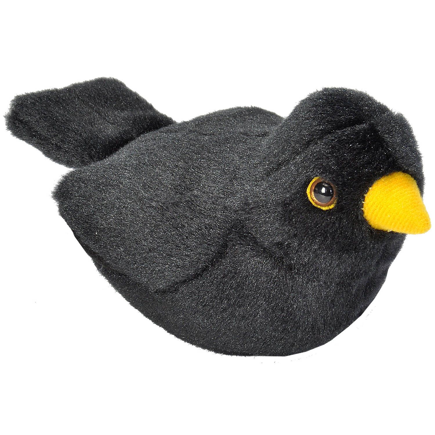 Wild Republic Knuffel Merel Met Geluid 16 Cm Pluche Zwart/geel