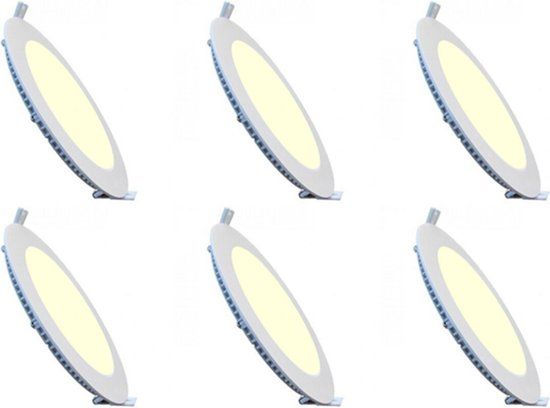 BES LED LED Downlight Slim 6 Pack - Inbouw Rond 6W - Warm Wit 2700K - Mat Wit Aluminium - Ø120mm