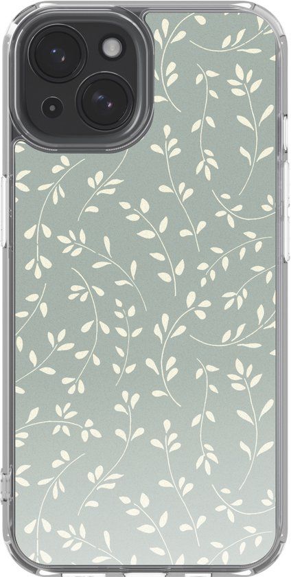 imoshion Hoesje - Geschikt voor Apple iPhone 15 - Design hoesje - Smoke Green Flowers
