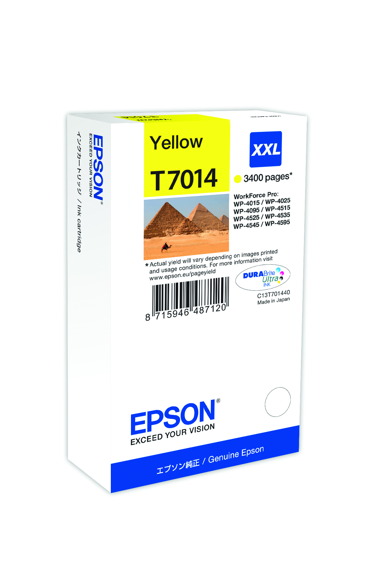 Epson Ink Cartridge XXL Yellow 3.4k single pack / geel
