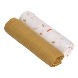Lässig Hydrofiele luier swaddle doek 120x120cm XL Little Mateys spicy orange 2 stuks