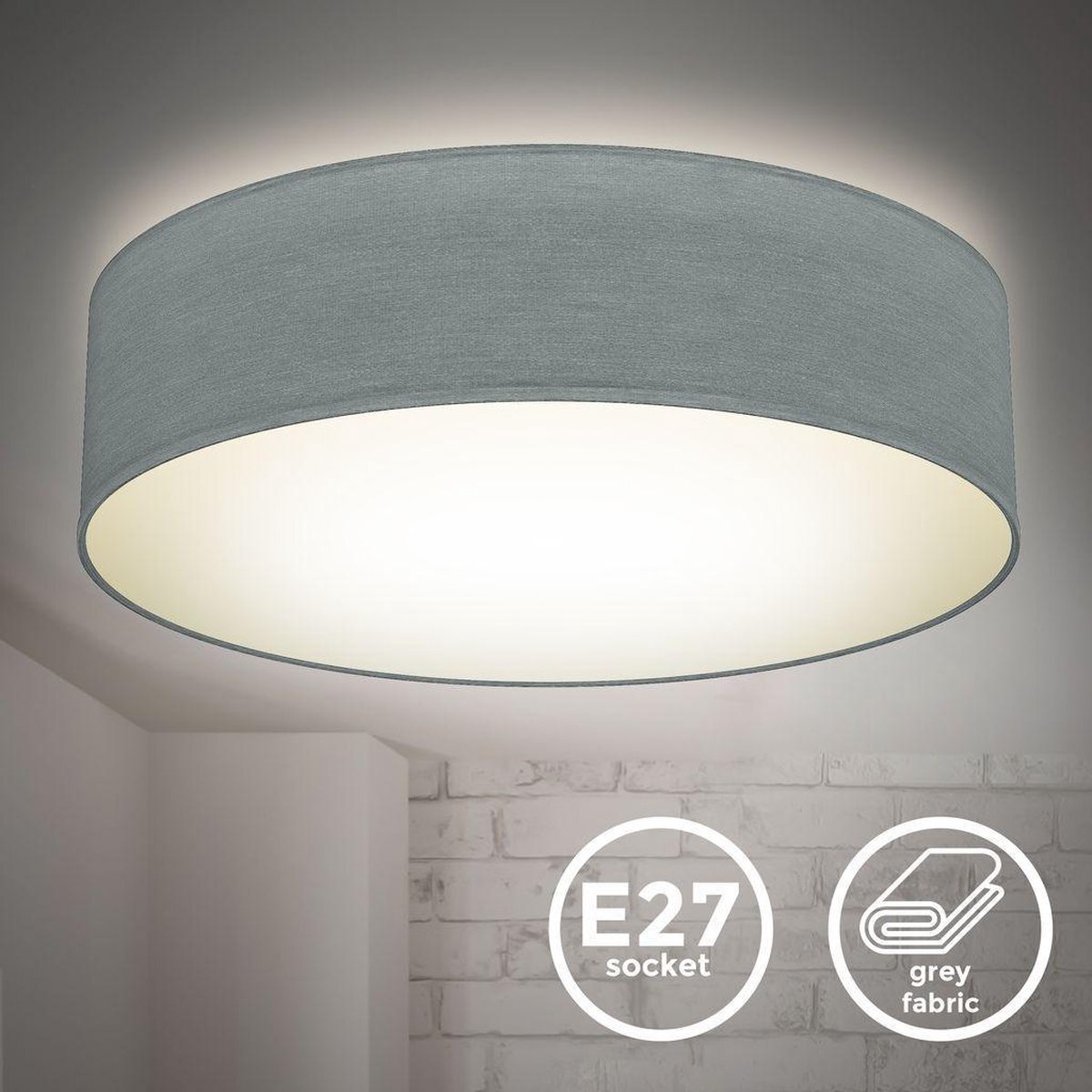 B.K.Licht - Decoratieve Plafondlamp - Ø38cm - modern - voor binnen - grijs - met E27 fitting - excl. lichtbronnen