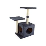 Krabpaal met speelgoed en grot, hoogte 60 cm, antraciet
