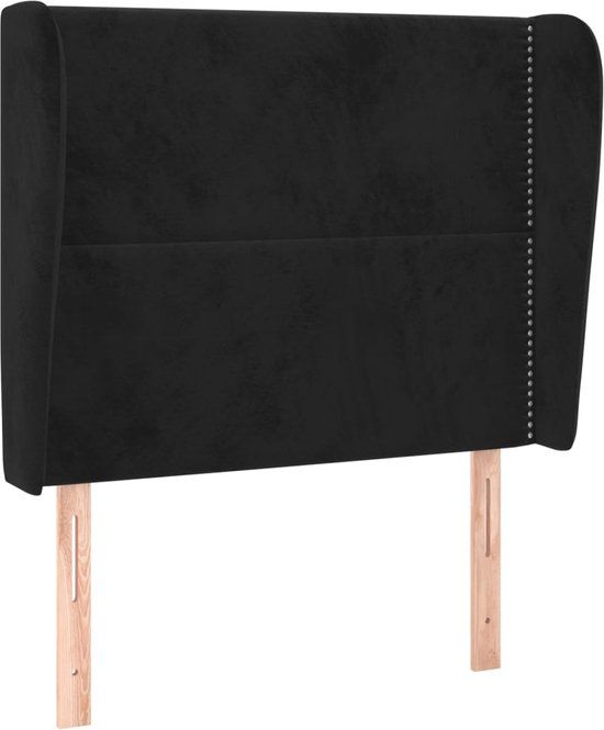 vidaXL Hoofdbord met randen 103x23x118/128 cm fluweel zwart