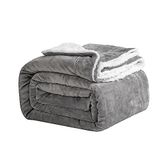 Good Nite Knuffeldeken 200 x 230 cm, grijs, fleecedeken, woondeken, Sherpa Bankdeken, warm, zacht voor de winter