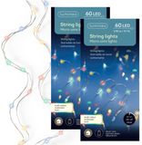 Merkloos Lumineo Draadverlichting - 2x - 60 LED Lampjes - Gekleurd - 295 cm
