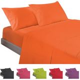ECOMMERC3 3-delige beddengoedset voor bedden van 90 cm, gemaakt in Spanje, beddengoed met hoeslaken, dekbedovertrek en 1 kussensloop, oranje, extra zacht en licht