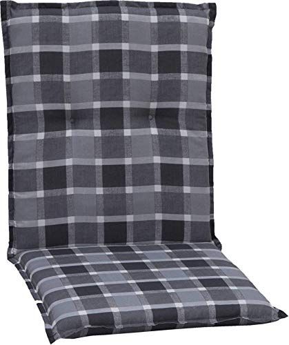 Be O Tuinstoelkussen kussen voor rugleuning geruit grijs wit antraciet - 4014119070577