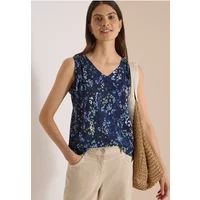 Cecil Top met afgeronde V-hals en print urban dark blue M