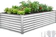 VEVOR Verhoogd Tuinbed, Metaal, 240x120x62 cm, Rechthoekig Tuinbed, Plantenbakset voor Buiten, Groentebed met Handschoenen, Bloembed Zonder Bodem, Plantbed voor Bloemen en Groenten, Zilver