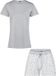By Louise Dames Korte Pyjama Set Shortama Blauw/Wit Gestipt - Maat XXL