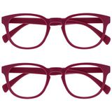 Opulize Pop 2 Stuks Retro Ronde Glad Mat Fusia Roze Mannen Vrouwen Leesbril Scharnieren Met Veer RR2-4 +2,00