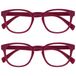 Opulize Pop 2 Stuks Retro Ronde Glad Mat Fusia Roze Mannen Vrouwen Leesbril Scharnieren Met Veer RR2-4 +2,00