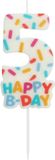Folat Kaars cozy sprinkles cijfer 5 - 7 cm