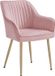 SONGMICS Eetkamerstoel, Fluweel, Gestoffeerde Stoel met Armleuningen, Keukenstoel, Fauteuil, Loungestoel, Max. Belasting 120 kg, Metalen Poten, Roze