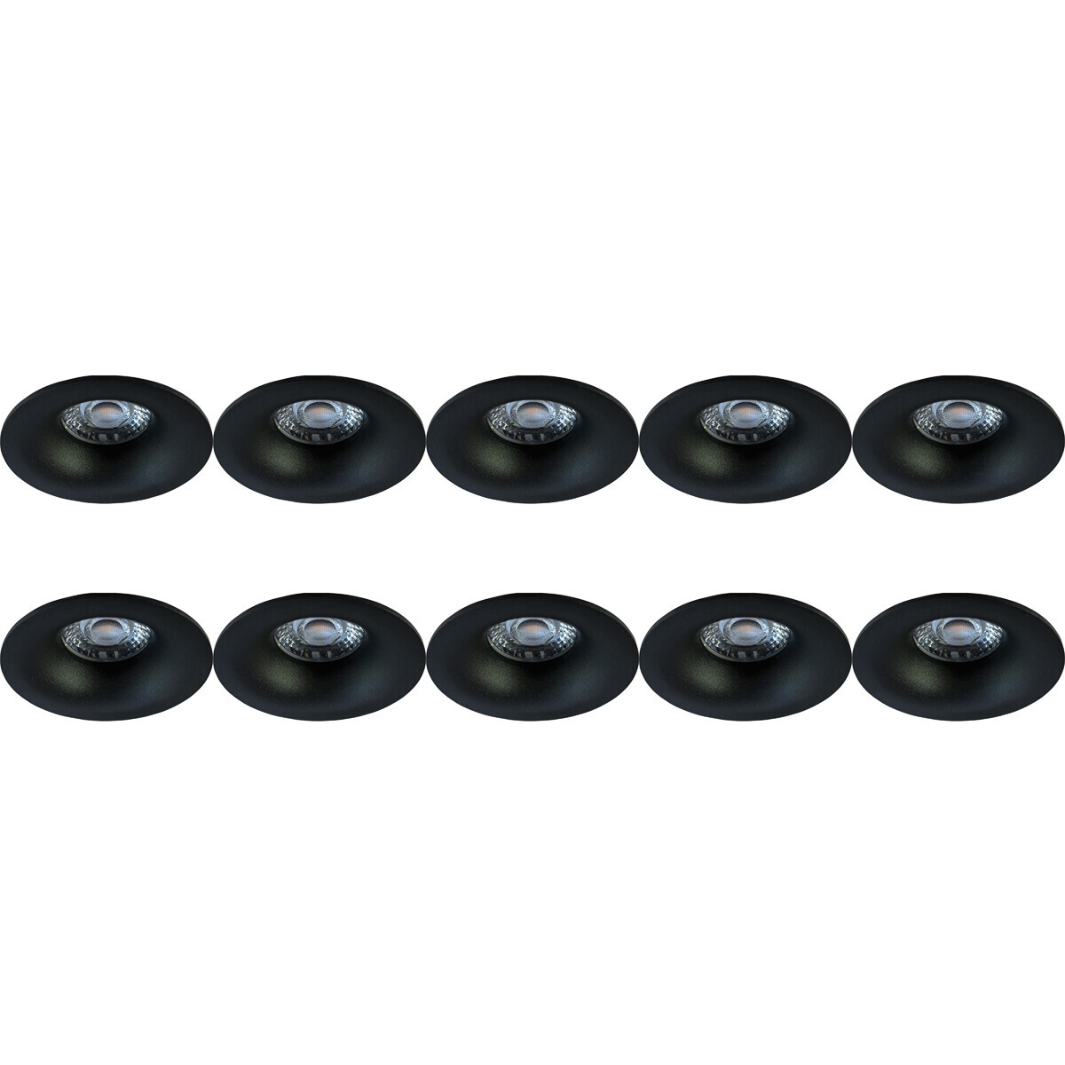 BES LED Spot Armatuur 10 Pack - Pragmi Nora Pro - GU10 Fitting - Inbouw Rond - Mat Zwart - Aluminium - Ã˜82mm