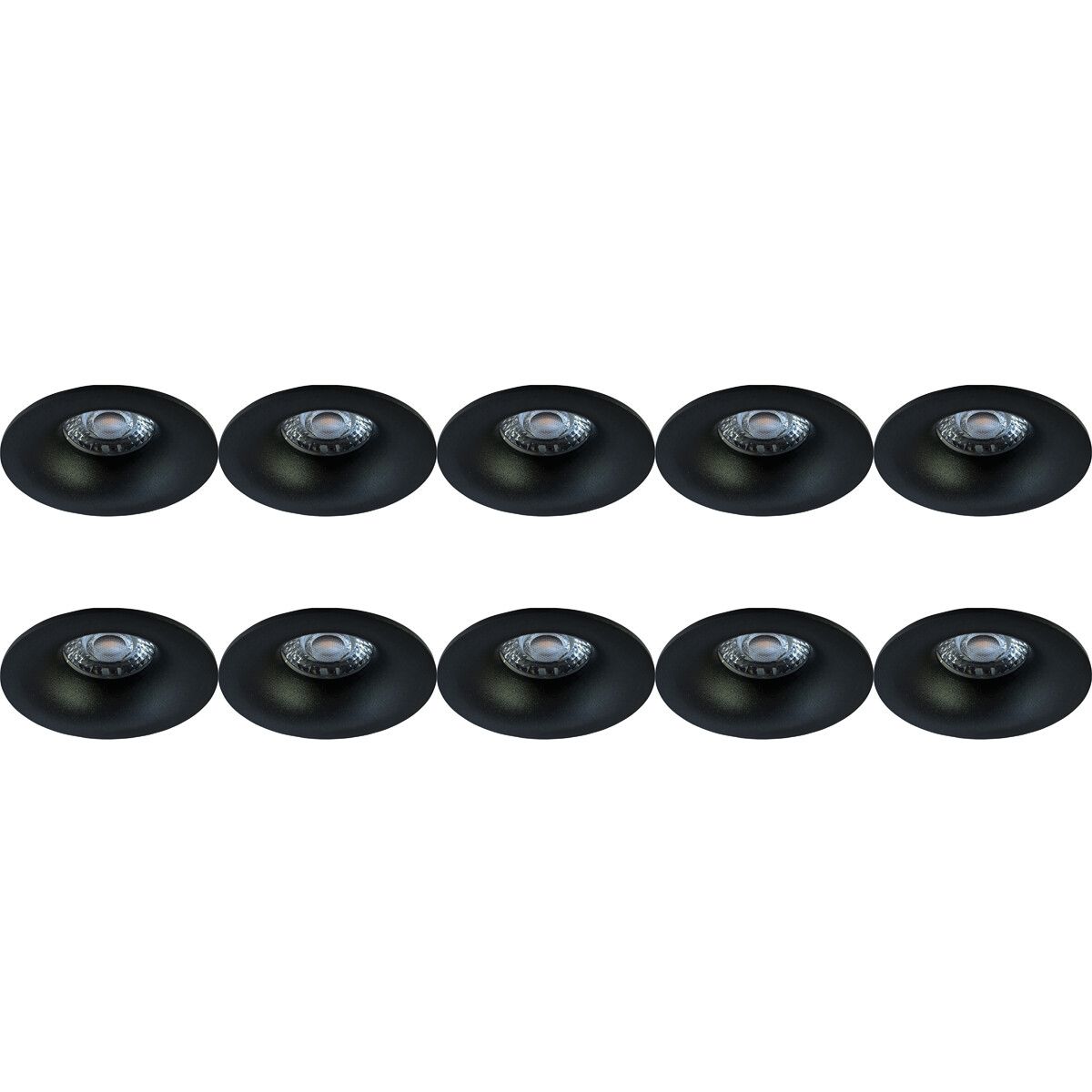 BES LED Spot Armatuur 10 Pack - Pragmi Nora Pro - GU10 - Inbouw Rond - Mat Zwart - Ø82mm