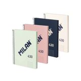 MILAN® Set van 4 notitieboeken A5, hardcover, geruit papier (5 x 5 mm), 80 vellen à 95 g/m², rubbercollectie 430
