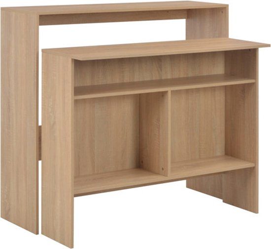 vidaXL Bartafel met 2 tafelbladen, 130 x 40 x 120 cm, eikenkleurig
