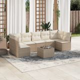 Maison Exclusive - Ensemble de meubles de jardin 8 pièces avec canapé et coussins, beige, en polyrotin