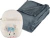 Apollo - Couverture polaire bleu-gris 125 x 150 cm avec chauffe-pieds pantoufle licorne taille unique