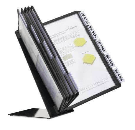 Durable Vario A4 Desk Portrait Display Panel Carousel - Black - 10 Panels