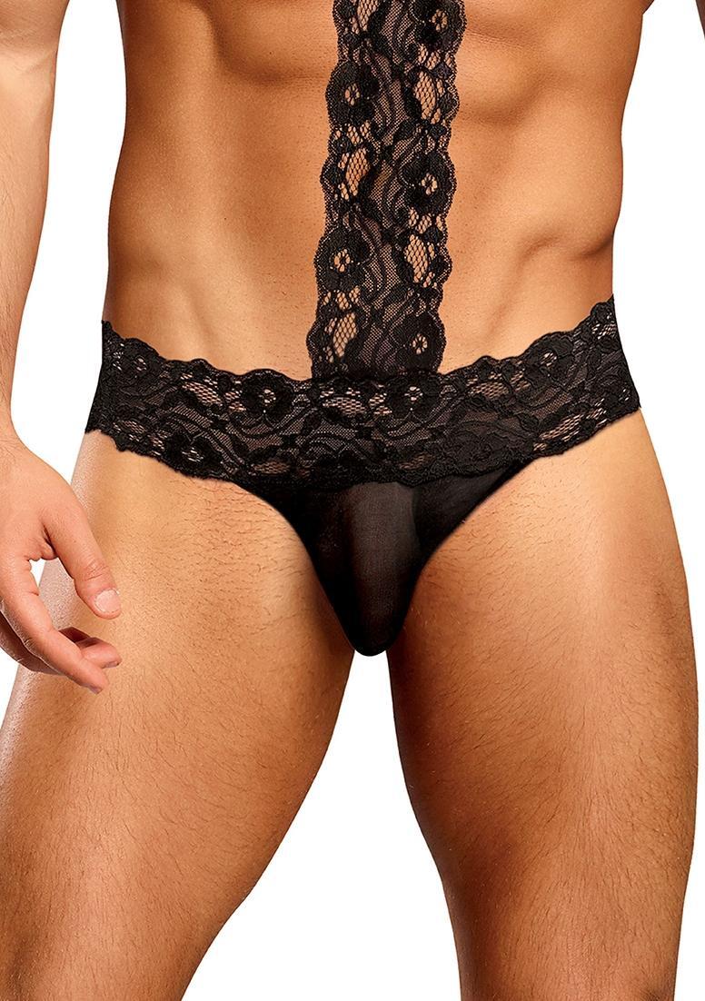 Male Power Choker Thong - Black - S/M