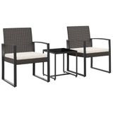 vidaXL 3-delige tuinset met kussens polypropeen rattan bruin