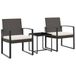 vidaXL 3-delige tuinset met kussens polypropeen rattan bruin