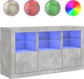 vidaXL Dressoir met LED-verlichting, betongrijs, 123 x 37 x 67 cm