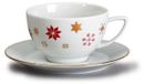Thun 1794 Tasse mit Untertasse, 240 ml, Lea, weihnachtliche rote Flocken, Gold, Thun