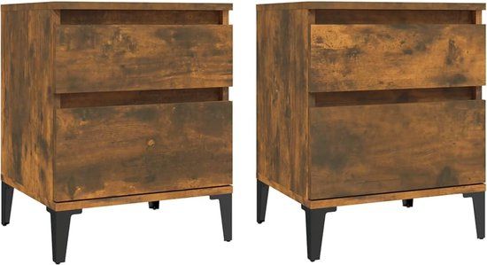 vidaXL Nachtkastjes 2 stuks 40x35x50 cm gerookt eikenkleurig